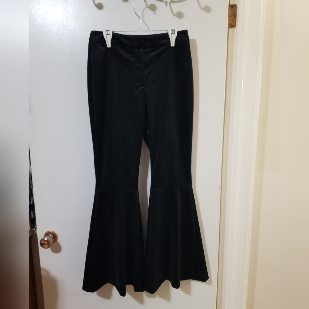 NWT Topshop Black Velvet Bell Bottoms Size 4